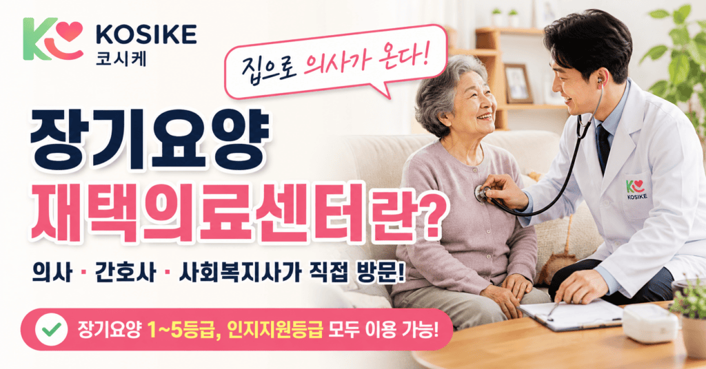 장기요양 재택의료센터란 의사 간호사 사회복지사가 집으로 방문해 진료하는 서비스 안내 이미지