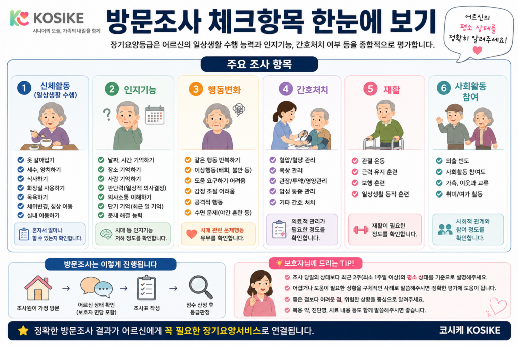 치매 장기요양등급 방문조사 평가 항목 설명