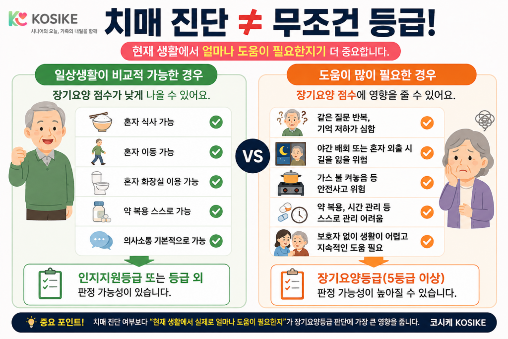 치매 장기요양등급 실제 도움 필요 정도 비교