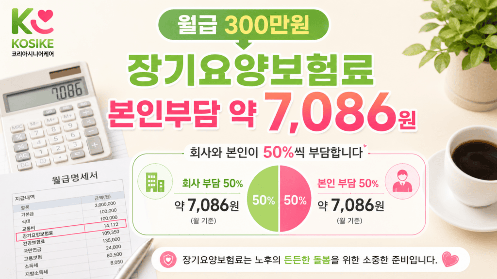 장기요양보험 직장인 보험료 월급 300만원 계산 예시